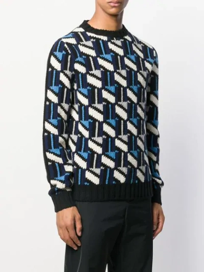 Shop Prada Geo Sweater In Black