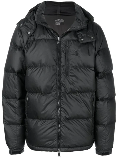 Shop Polo Ralph Lauren Padded Hoodie Jacket In Black