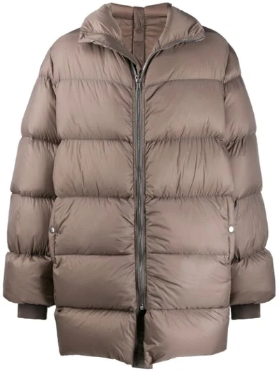 Shop Rick Owens Mid-length Padded Coat In Neutrals