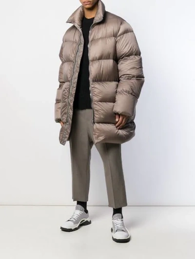 Shop Rick Owens Mid-length Padded Coat In Neutrals