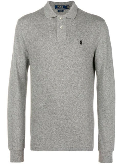 Shop Polo Ralph Lauren Longsleeved Polo Shirt In Grey