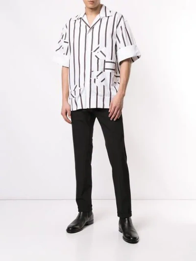Shop Calvin Klein 205w39nyc Striped Patch Shirt In White