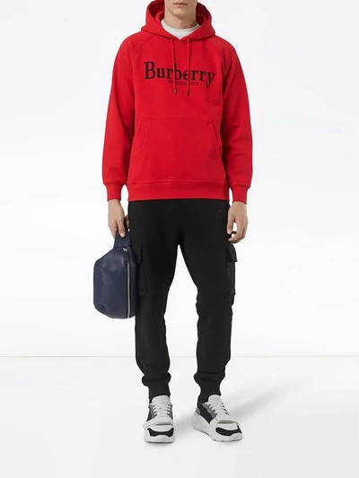 Shop Burberry Logo Hoodie In A1460 Bright Red
