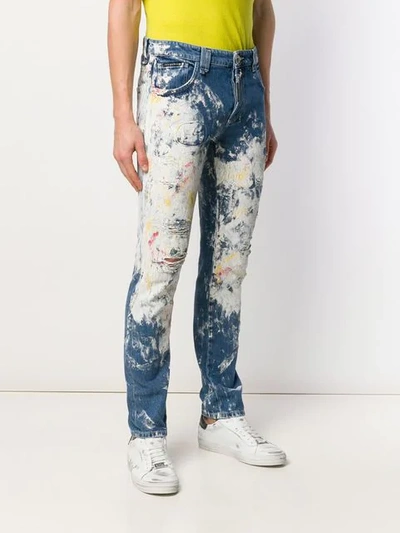 Shop Philipp Plein Painted Super Straight-cut Jeans In Blue