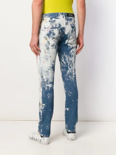 Shop Philipp Plein Painted Super Straight-cut Jeans In Blue