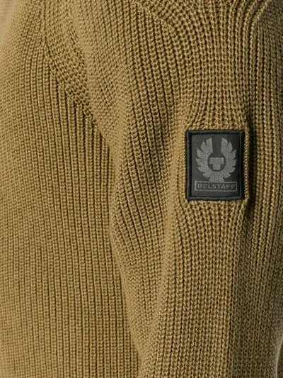 Shop Belstaff Ribbed Zipped Turtleneck Sweater In 60049