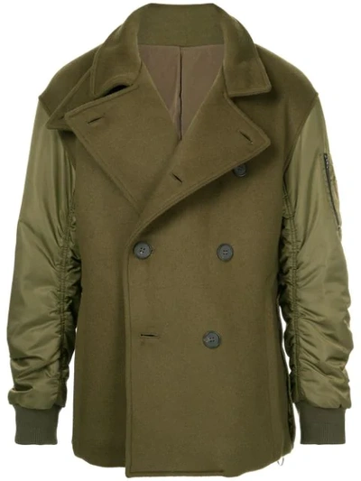 Shop Wooyoungmi Bomber Pea Coat-jacket - Green