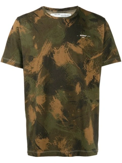 Shop Off-white Camouflage Print T-shirt In Green