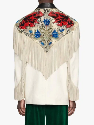 Shop Gucci Appliqués Leather Jacket In 9133 White