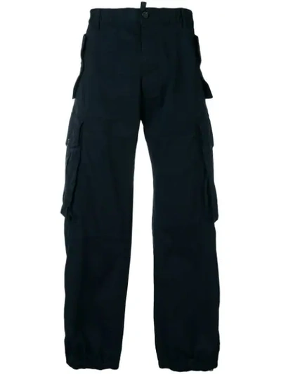 Shop Dsquared2 Wide Leg Cargo Trousers In Blue