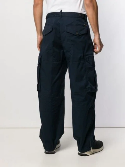 Shop Dsquared2 Wide Leg Cargo Trousers In Blue