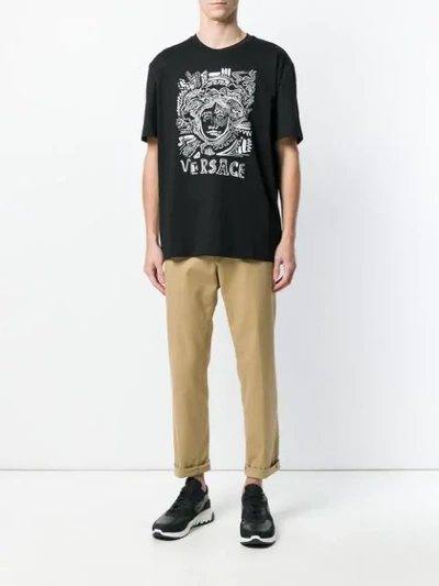 Shop Versace Logo Print T-shirt - Black