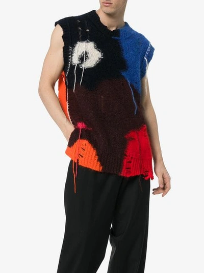 Shop Alexander Mcqueen Sleeveless Shredded Sweater Vest In 6179 Multicoloured