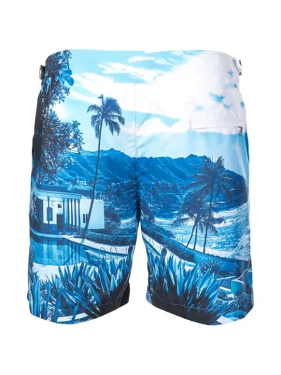 Shop Orlebar Brown Tropical Print Swim Shorts In Blue