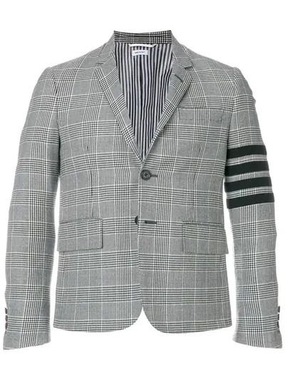 Shop Thom Browne 4-bar Prince Of Wales Sport Coat In Grey