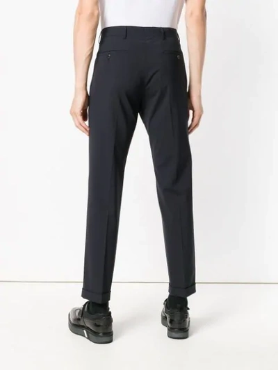 Shop Prada Tailored Fitted Trousers In Blue