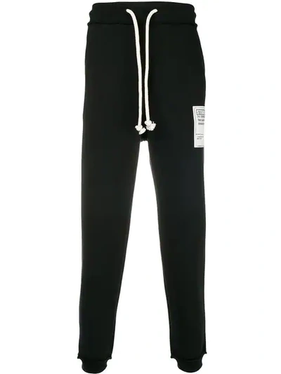 Shop Maison Margiela Stereotype Patch Drawstring Trousers In Black