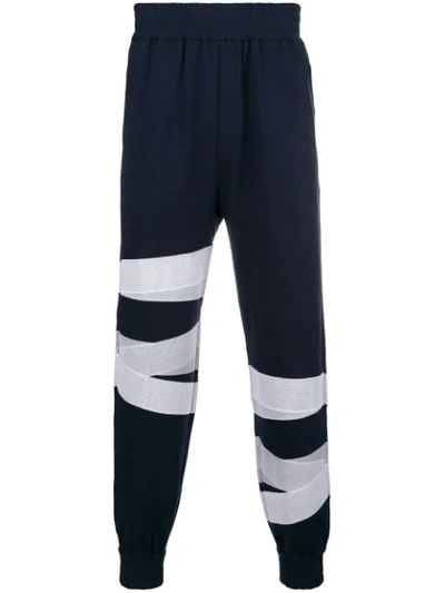 Shop Danshan Contrast Panel Track Pants - Blue