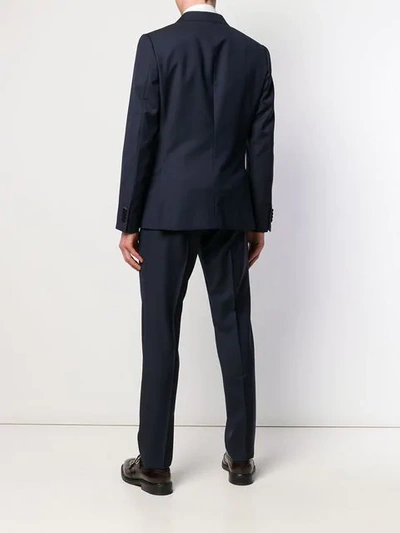 Shop Z Zegna Contrast Lapel Suit In Blue