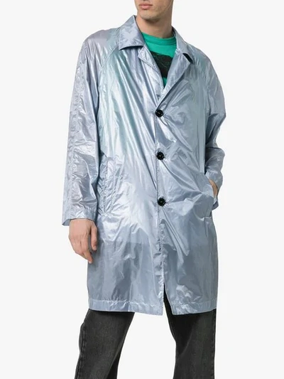 Shop Raf Simons 3b Single Breasted Raincoat In Grey