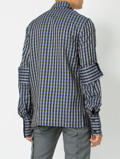 Shop Delada Tie Detail Checked Shirt In Blue