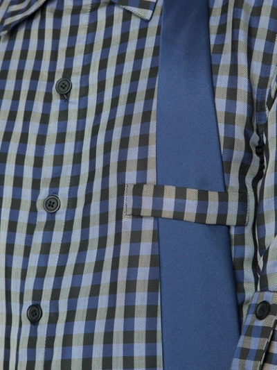 Shop Delada Tie Detail Checked Shirt In Blue