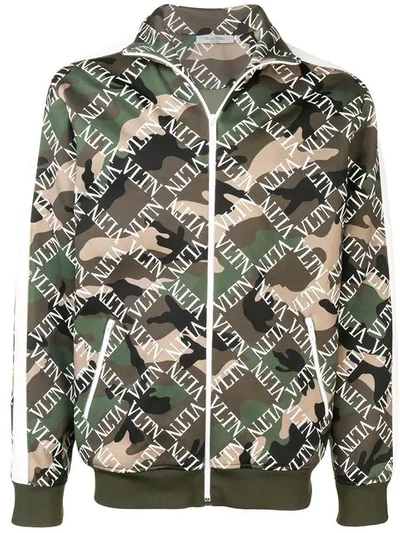 Shop Valentino Vltn Camouflage Jacket In Green