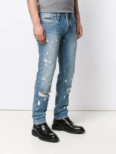 Shop Philipp Plein Slim Fit Jeans In Blue