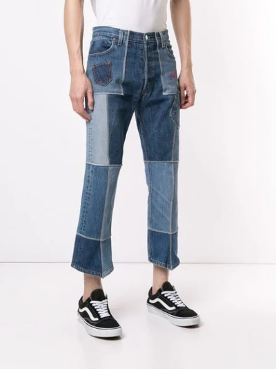 TAKAHIROMIYASHITA THE SOLOIST CROPPED PATCH JEANS - 蓝色