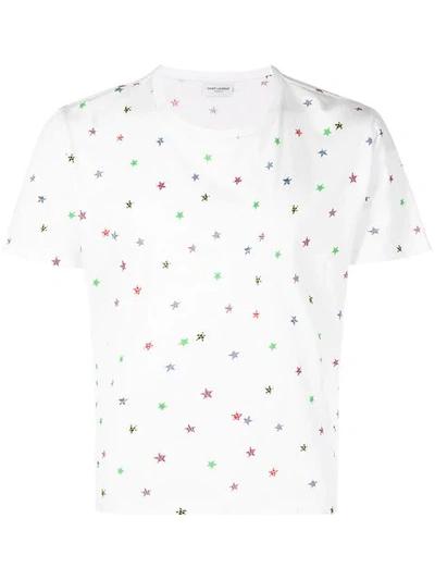 Shop Saint Laurent Short Sleeve Star T-shirt In White