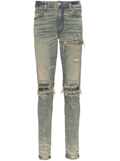 Shop Amiri Mx1 Bandana Slim Fit Jeans In Din Dirty Indigo