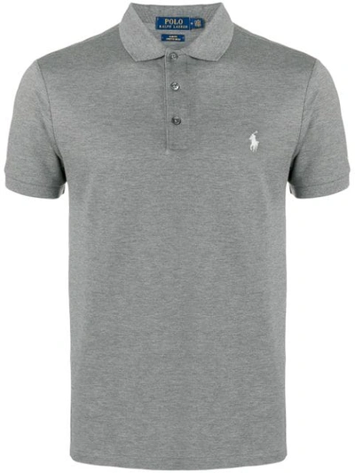 Shop Polo Ralph Lauren Embroidered Logo Polo Shirt In Grey