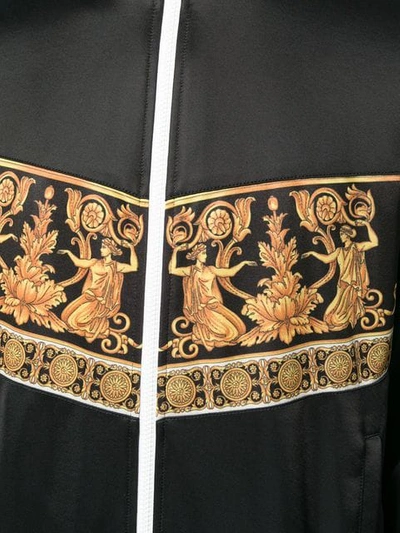 Shop Versace Baroque Print Zipped Sweatshirt In Black