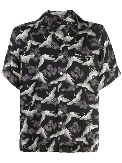 Shop Amiri Crane Print Shirt In Black