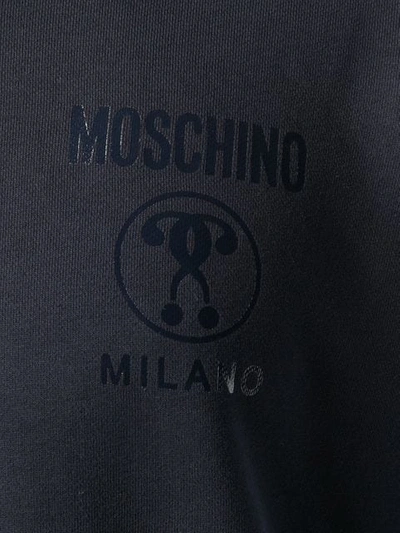 Shop Moschino Logo Hoodie In Blue