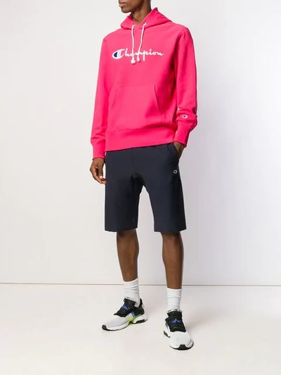 Shop Champion Embroidered Logo Hoodie In Pink
