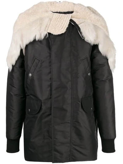 Shop Rick Owens Fur Hooded Jacket In Black