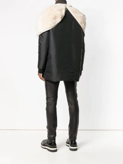 Shop Rick Owens Fur Hooded Jacket In Black