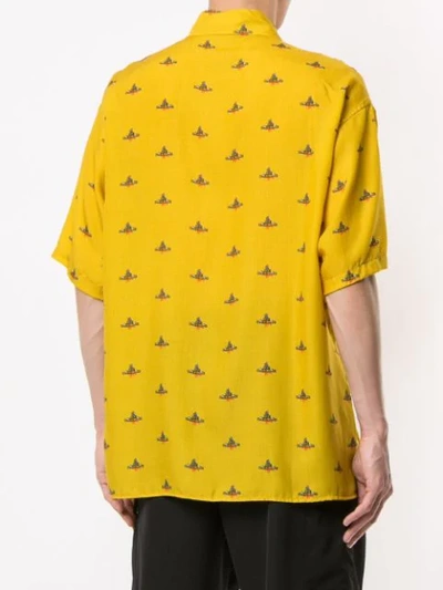 Shop Johnundercover Logo Print Shirt In Yellow