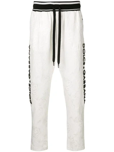Shop Dolce & Gabbana Lace Embellished Tracksuit Trousers In White