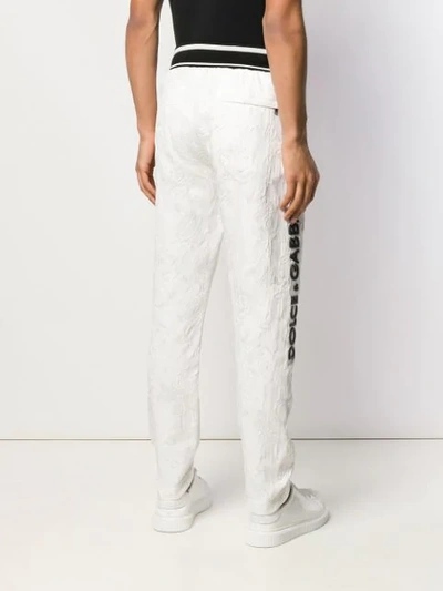 Shop Dolce & Gabbana Lace Embellished Tracksuit Trousers In White