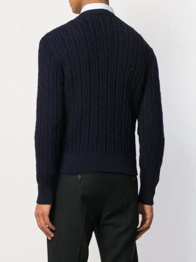 Shop Ami Alexandre Mattiussi Cable Knit Crew Neck Sweater In Blue