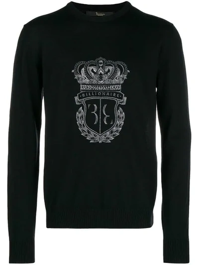 Shop Billionaire Embroidered Logo Jumper In Black