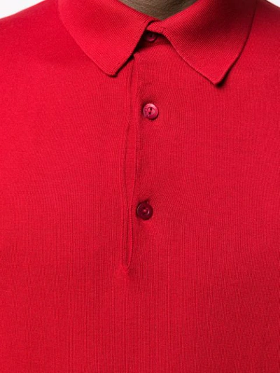 Shop Loro Piana Long Sleeved Polo Shirt In Red