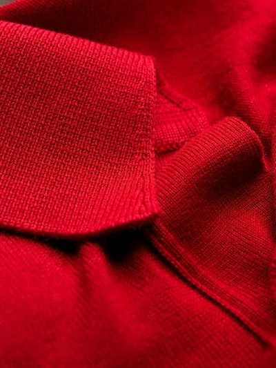 Shop Loro Piana Long Sleeved Polo Shirt In Red