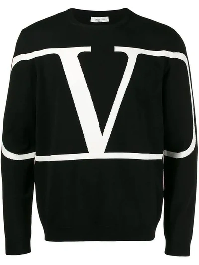 Shop Valentino Vlogo Crewneck Jumper In Black