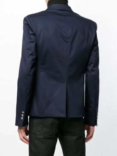 Shop Balmain Double-breasted Blazer In Blue