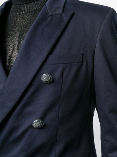 Shop Balmain Double-breasted Blazer In Blue