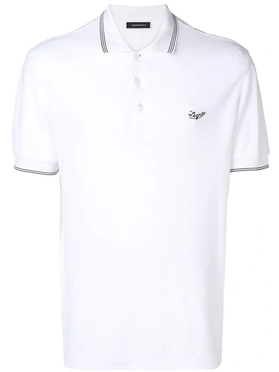 Shop Ermenegildo Zegna Logo Embroidered Polo Top In White