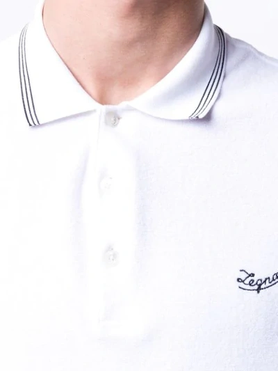 Shop Ermenegildo Zegna Logo Embroidered Polo Top In White
